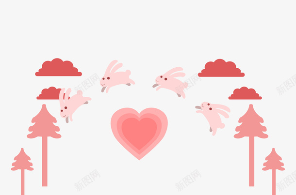 红色爱心兔子png免抠素材_新图网 https://ixintu.com 卡通爱心 小动物 红色兔子 背景装饰