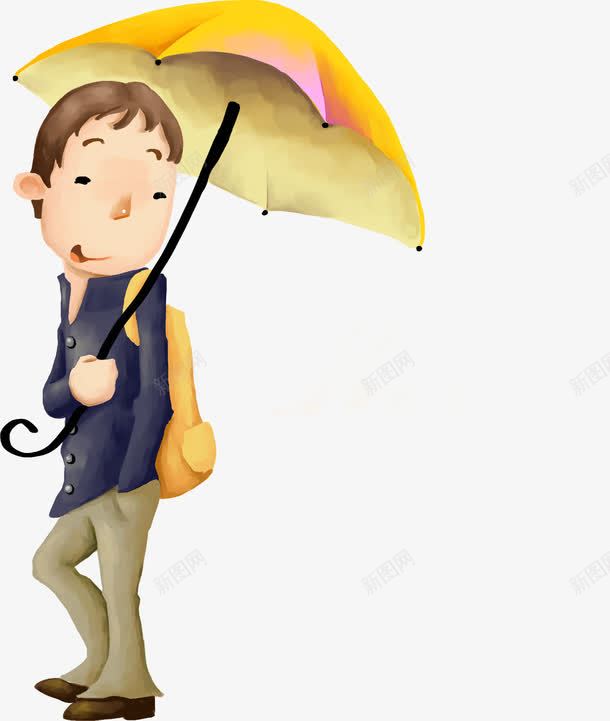 打伞的男孩卡通手绘人物png免抠素材_新图网 https://ixintu.com 人物 卡通 打伞 男孩