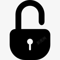 安全填充解锁圆形挂锁黑安全工具符号图标高清图片