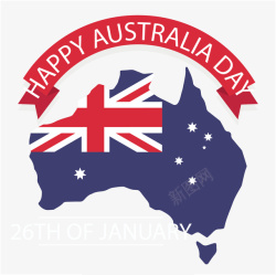 蓝色澳大利亚国旗地图矢量图素材