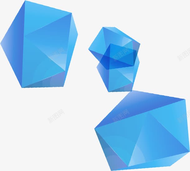 蓝色立体感超强五边形png免抠素材_新图网 https://ixintu.com 多边形 立体 蓝色