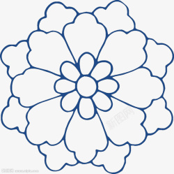 蓝色简笔画手绘花朵素材