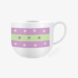 紫色装饰小花茶杯素材