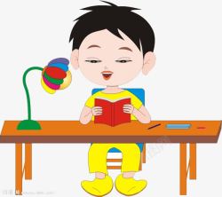 璇峰笘在灯下看书的男孩高清图片