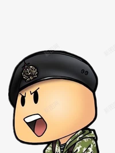 卡通大眼睛的大兵png免抠素材_新图网 https://ixintu.com 凶 大头 戴帽子 素材