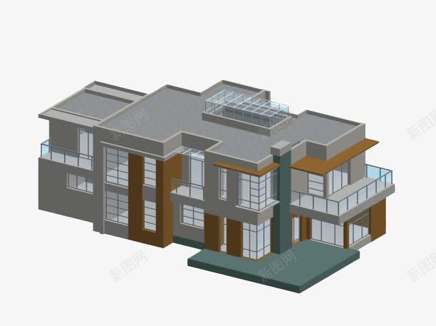 灰色建筑物png免抠素材_新图网 https://ixintu.com 建筑 建筑物 模型 灰色 现代风格