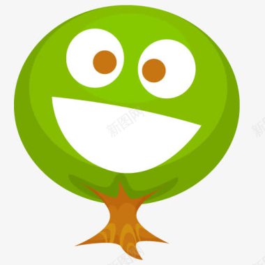 快乐的绿树图标图标
