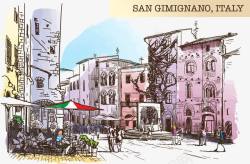 圣吉米纳诺素描意大利圣吉米尼亚诺高清图片