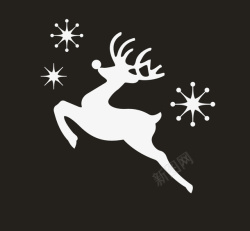 鹿与雪花黑白素材