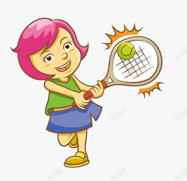 打网球png免抠素材_新图网 https://ixintu.com 卡通 可爱 女孩 打网球