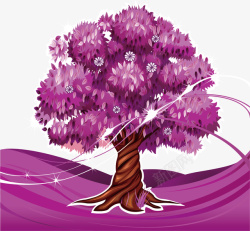 卡通浪漫紫色树矢量图素材