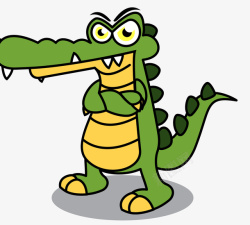 生气的绿色卡通鳄鱼素材