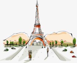 3巴黎铁塔与人插画素材