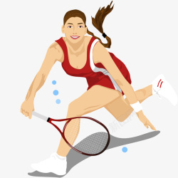 手绘打网球的女人矢量图素材