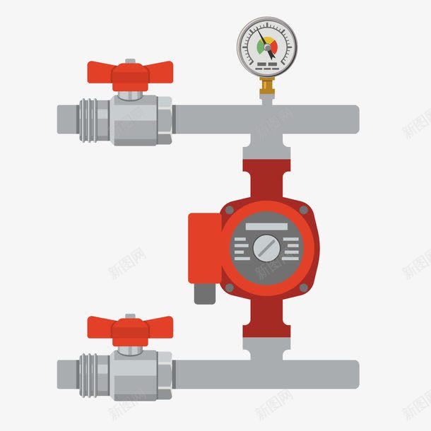 红色管道png免抠素材_新图网 https://ixintu.com 水压 水表 管道 红色