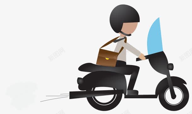 骑摩托车的人png免抠素材_新图网 https://ixintu.com 人物 公文包 排气 摩托车