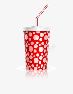 红底白点可乐杯可乐杯矢量图高清图片