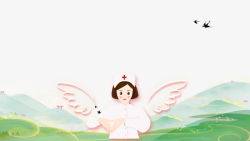 漂亮女宝宝护士节护士翅膀白衣天使草地高清图片
