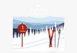 滑雪设备滑雪环境矢量图高清图片