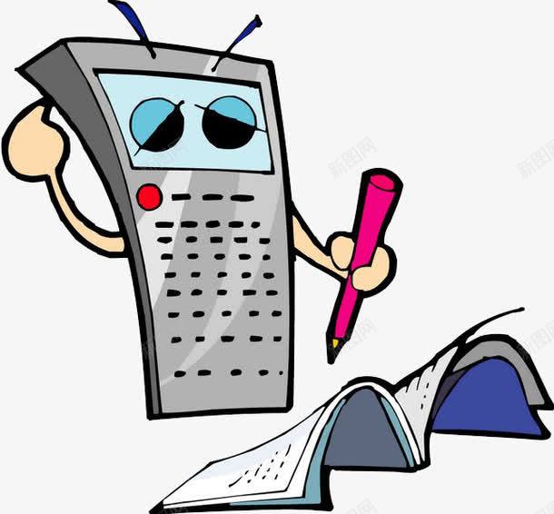 卡通机器人写字png免抠素材_新图网 https://ixintu.com PNG素材 书本 卡通 机器人 铅笔