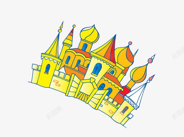 卡通城堡png免抠素材_新图网 https://ixintu.com 乐园 卡通 城堡 建筑 金色