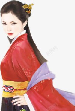 古风红裙严肃女子素材