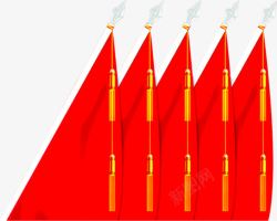 手绘红色中国风红旗装饰素材