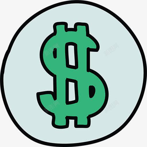 简笔画金钱符号图标png_新图网 https://ixintu.com 圆形 手绘符号 绿色符号 货币符号