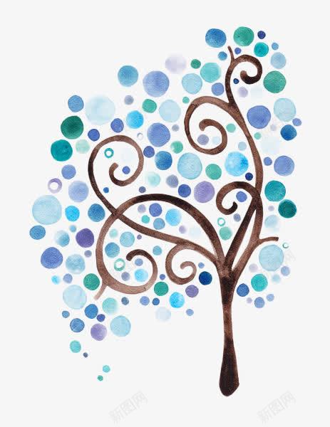 手绘水彩蓝色创意树png免抠素材_新图网 https://ixintu.com 创意树 手绘 植物 水彩 蓝色