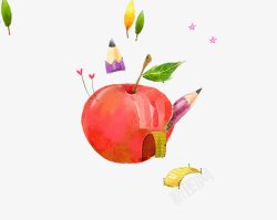 苹果与铅笔素材