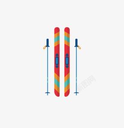 彩色条纹冬季滑雪雪橇素材