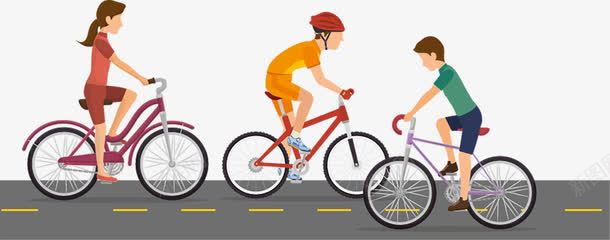 道路上的骑自行车的人们png免抠素材_新图网 https://ixintu.com 卡通 卡通素材 卡通骑自行车 矢量图形 矢量骑自行车 骑自行车