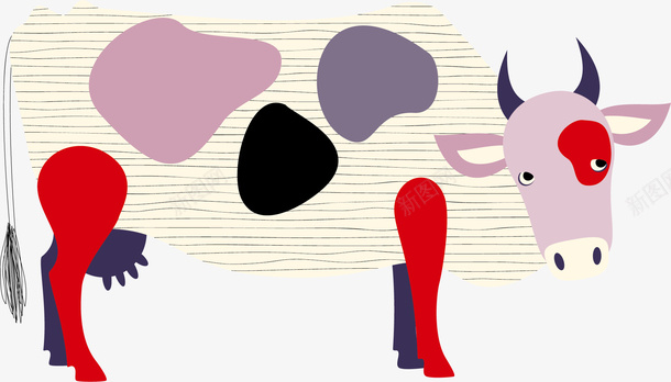 可爱小牛矢量图ai免抠素材_新图网 https://ixintu.com 创意 卡通 可爱 小牛 彩色 手绘的 斑点 矢量的 矢量图