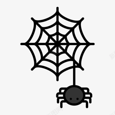 手绘蜘蛛和蜘蛛网图标图标
