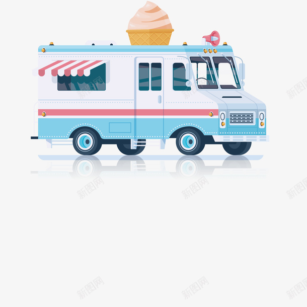 冰淇淋餐车矢量图ai免抠素材_新图网 https://ixintu.com 冰淇淋 汽车 食物 餐车 矢量图