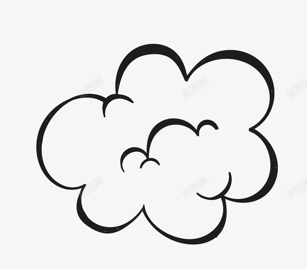 黑色手绘云朵png免抠素材_新图网 https://ixintu.com 云朵 云朵装饰 卡通云朵 手绘云朵 线条云朵 黑色云朵