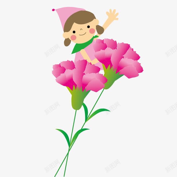 康乃馨png免抠素材_新图网 https://ixintu.com 康乃馨 素材 花朵 躲在花后面的女孩