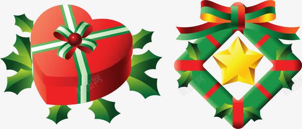 圣诞礼物装饰png免抠素材_新图网 https://ixintu.com 圣诞礼物 心形盒 装饰