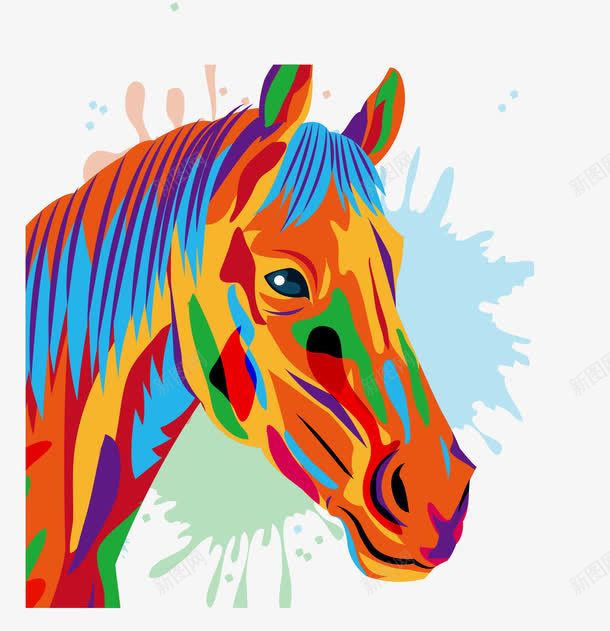 抽象马头png免抠素材_新图网 https://ixintu.com 动物 卡通 手绘 抽象动物 抽象马头 画画 矢量动物 高清图