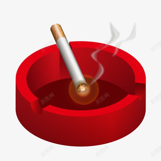 烟灰缸png免抠素材_新图网 https://ixintu.com 手绘 烟灰缸 红色 香烟