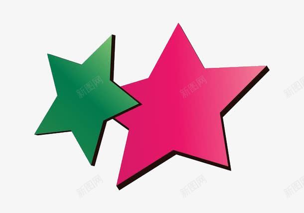 彩色星星png免抠素材_新图网 https://ixintu.com 五角星 创意 红色 绿色