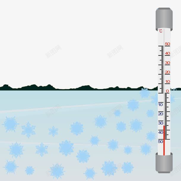 手绘水温测试png免抠素材_新图网 https://ixintu.com 刻度 手绘 水温 水温计 测试 温度计 湖 蓝色 雪花
