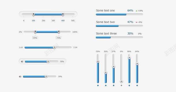 一组滚动条png免抠素材_新图网 https://ixintu.com 均衡器 滚动条 进度条