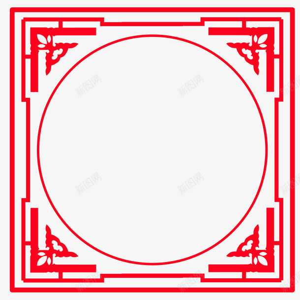 中国风红色边框元素矢量图ai免抠素材_新图网 https://ixintu.com 中国风边框 矢量边框 红色边框 边框 边框纹理 矢量图