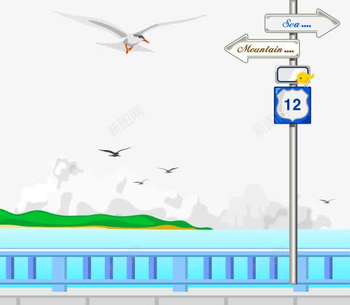 公交路牌矢量图ai免抠素材_新图网 https://ixintu.com 山 海 海鸥 路牌 矢量图