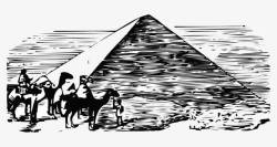 黑白的骆驼手绘黑白版画金字塔人物骆驼矢量图高清图片