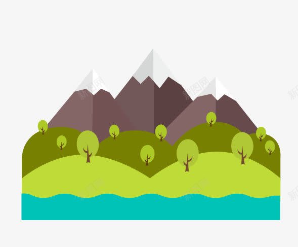 大山风景png免抠素材_新图网 https://ixintu.com 大山 扁平化 树木 风景