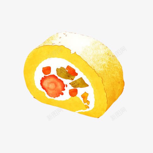 水果蛋卷手绘画片png免抠素材_新图网 https://ixintu.com 手绘美食 水果味 蛋卷 黄色