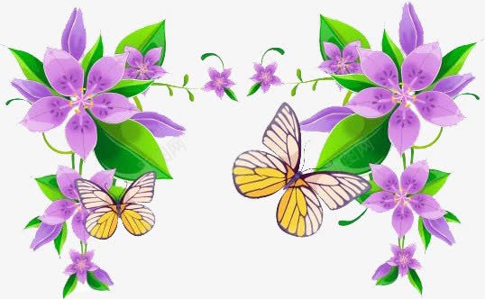 紫色手绘花朵蝴蝶边框png免抠素材_新图网 https://ixintu.com 紫色 花朵 蝴蝶 边框