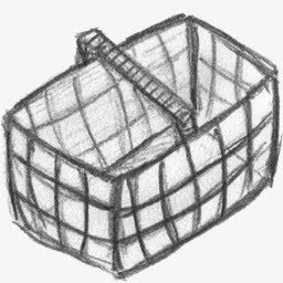 铅笔手绘方格篮子图标图标